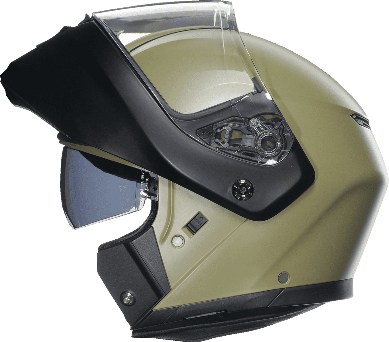 AGV-Solid-Street-Modular-Motorcycle-Helmet-Matte-Green-Black-Open-Visor