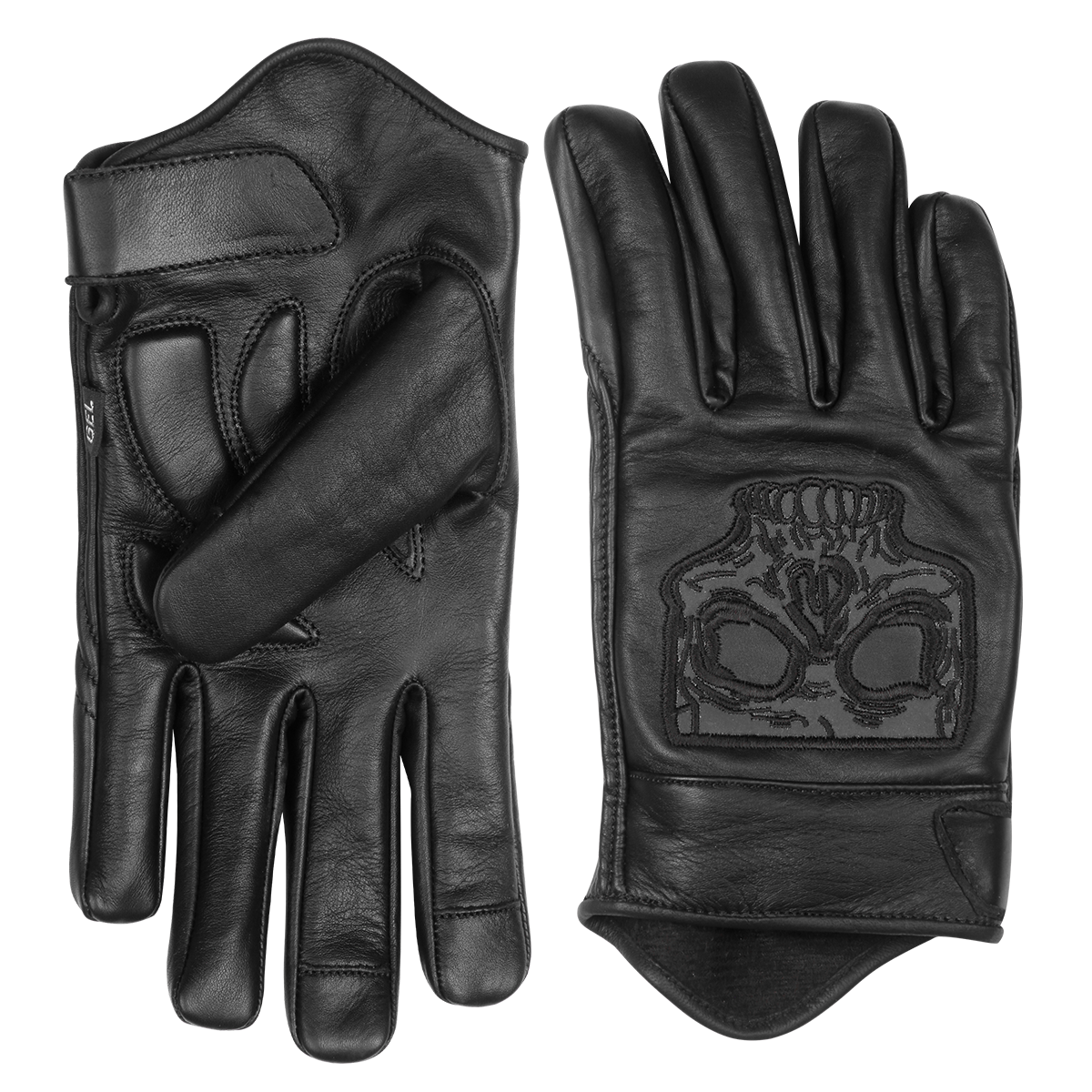 Vance VL475SK Mens Gel Palm Riding Gloves With Skull-Full