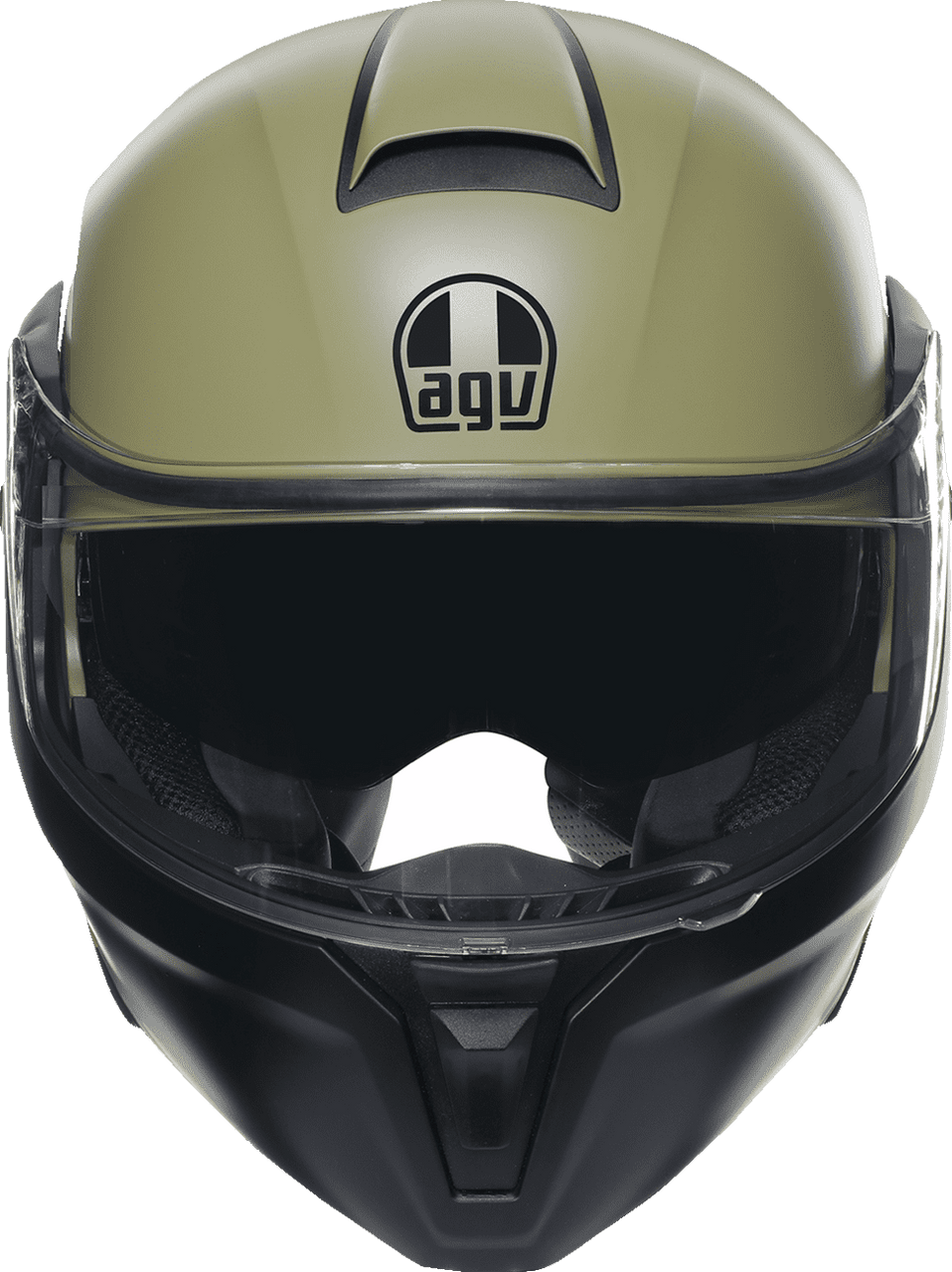 AGV-Solid-Street-Modular-Motorcycle-Helmet-Matte-Green-Black-front-view