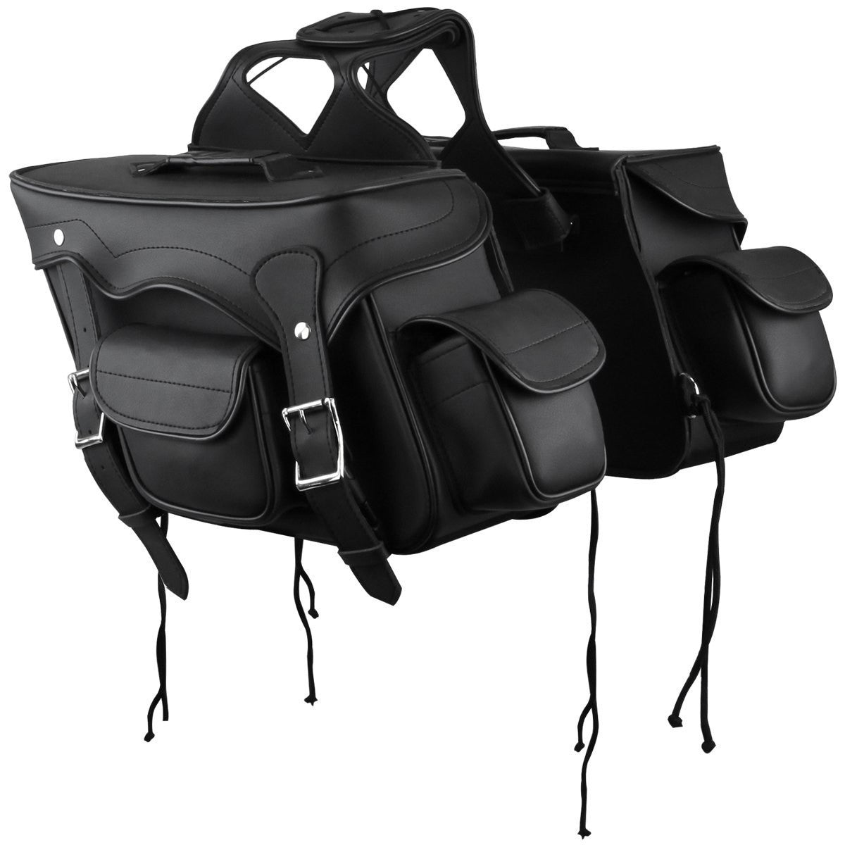 Jafrum SD2057 Black Motorcycle Saddlebags for Honda Yamaha Kawasaki Indian and Harley Davidson Motorcycles