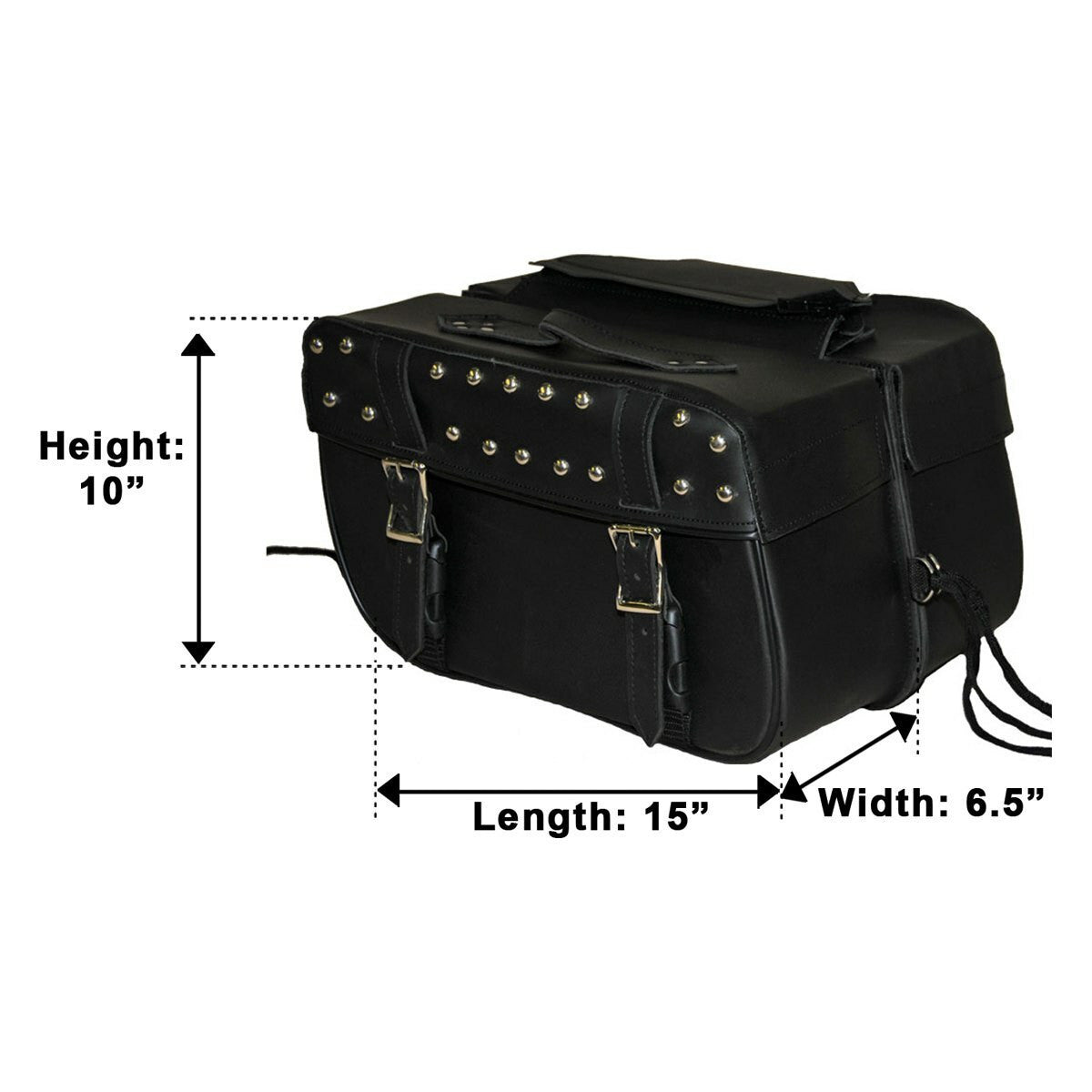 Zip Off and Throw Over Studded Motorcycle Saddlebags - SD219-Sizing