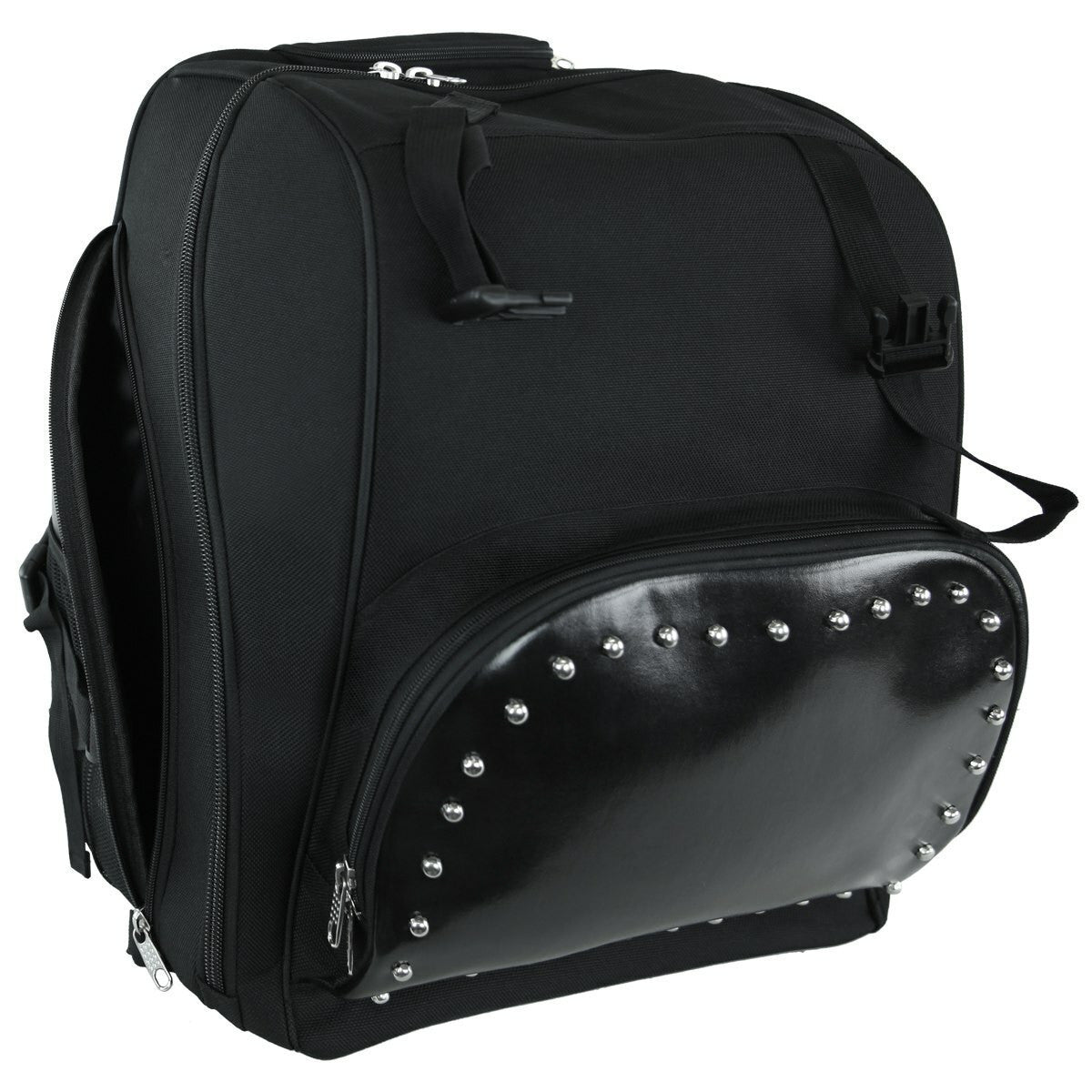 Vance VS1354 Black Studded Large Deluxe Motorcycle Luggage Travel Touring Sissy Bar Bag-Detail View-1