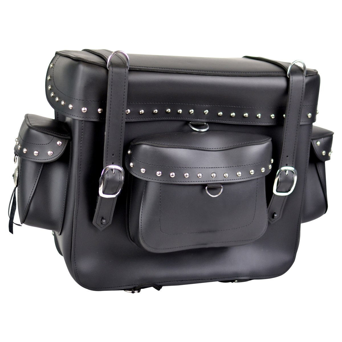 Vance SB2 Studs Black Large Biker Motorcycle Travel Luggage Sissy Bar Bag-Detail View