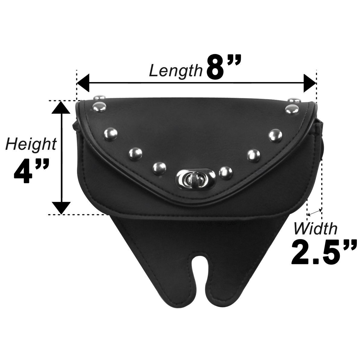 Vance WS22 Black Small Studded Single Pocket Motorcycle Windshield Mount Bag-Sizing