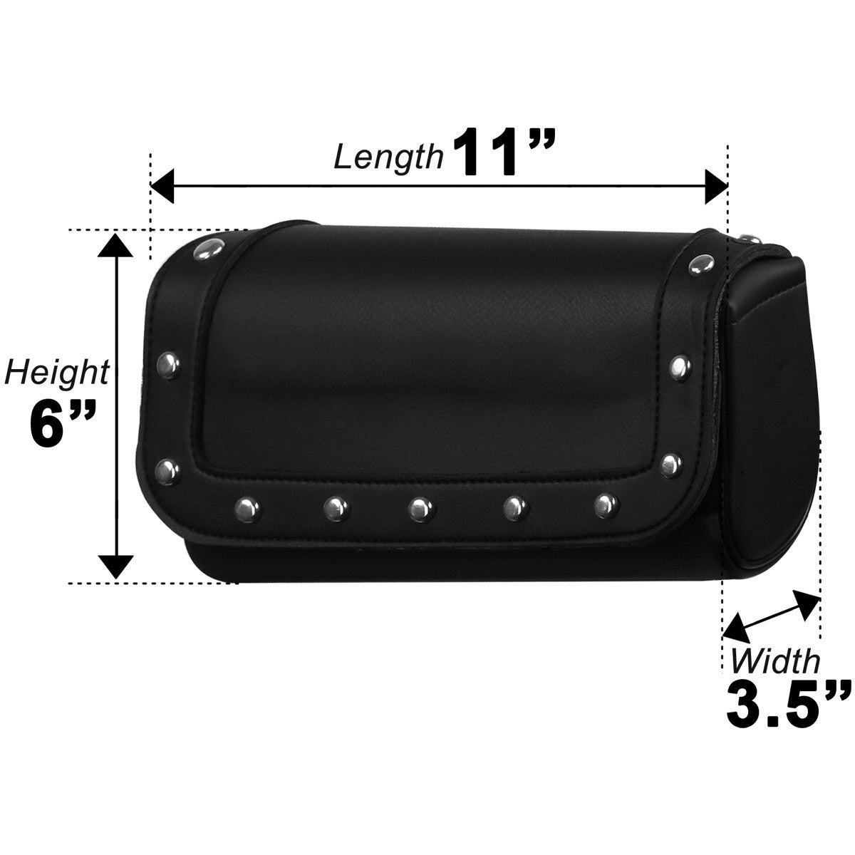 Vance TB200 Studded Black Motorcycle Tool Bag for Indian Honda Yamaha Kawasaki and Harley Motorcycles -Sizing