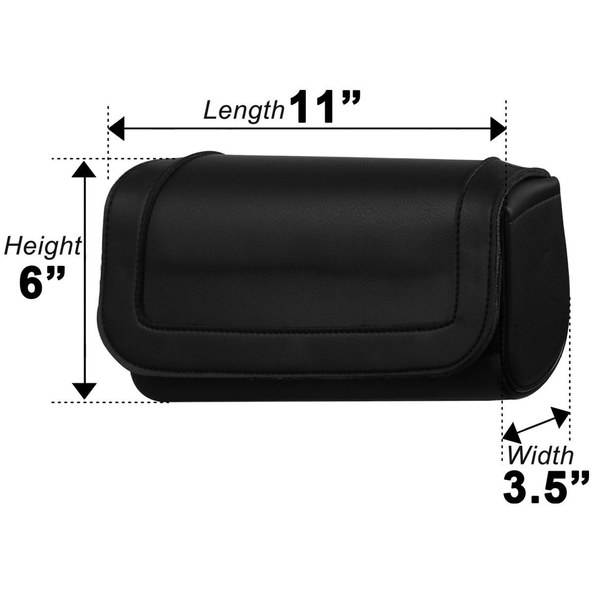 Vance TB200 Plain Black Motorcycle Tool Bag for Indian Honda Yamaha Kawasaki and Harley Motorcycles -Sizing