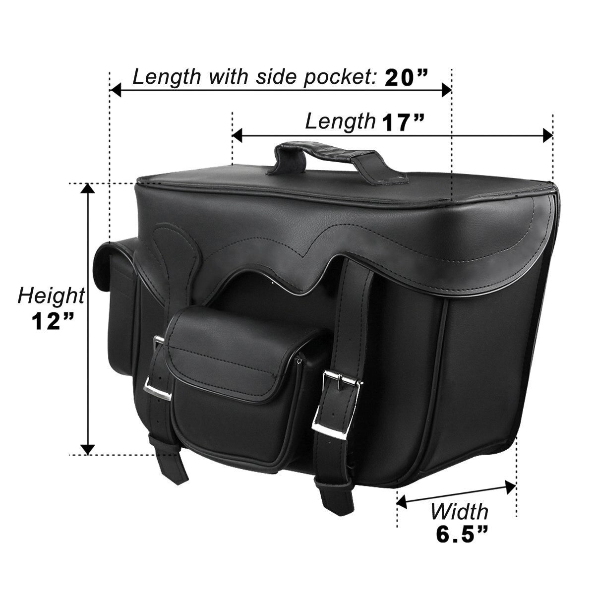 Double Pocket Plain PVC Motorcycle Saddlebags-Sizing