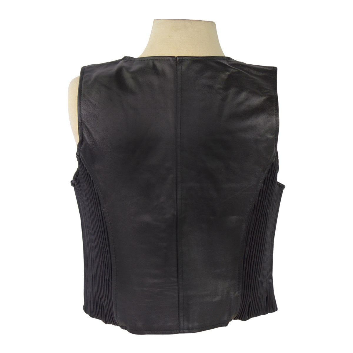 Women's Leather Vest with Stretchable Sides-Back View