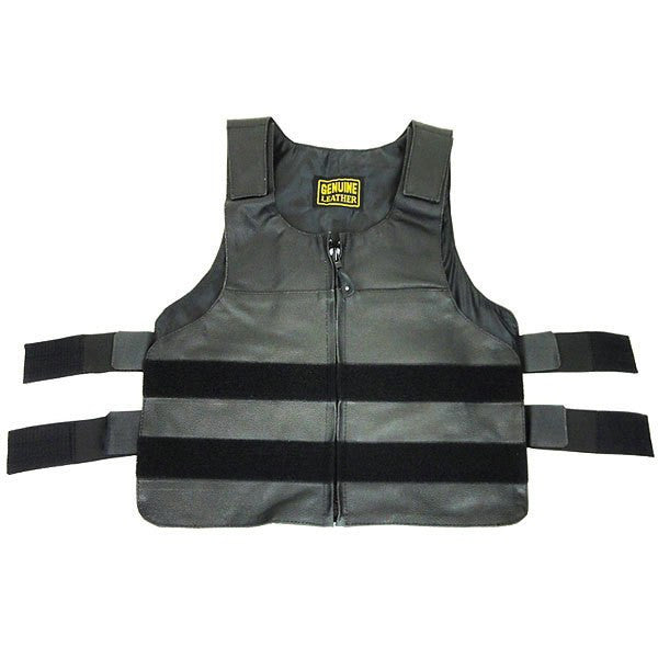 Jafrum LV750 Women's Black Bulletproof Style Biker Leather Motorcycle Vest-Front View