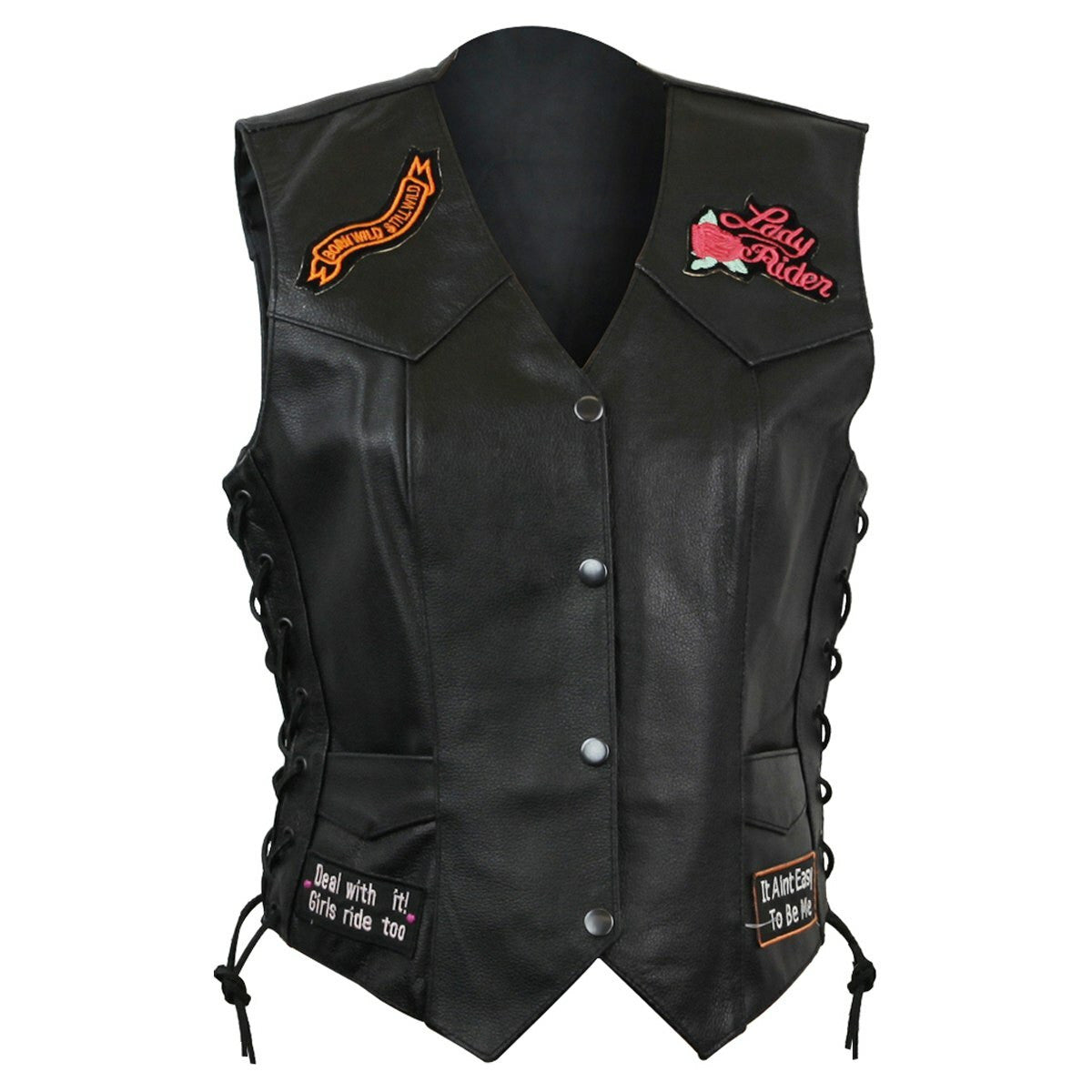 Ladies Love To Ride Pre-Patched Leather Vest