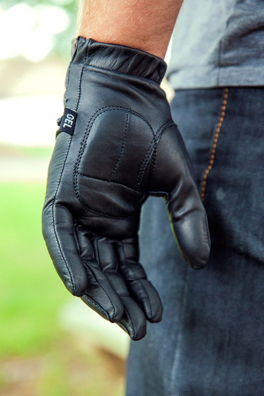 Vance GL2091 Mens Black Gel Palm Leather Driving Gloves - Detail View-1