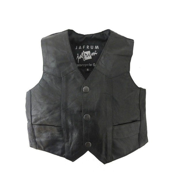 KV738 Kids Childrens Boys Girls Biker Motorcycle Style Black Leather Vest