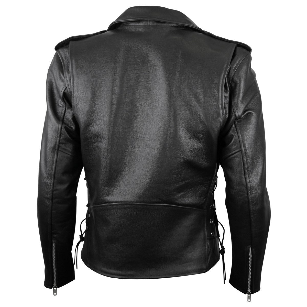 Mens Classic Side Lace Police Style MC Jacket-Back View