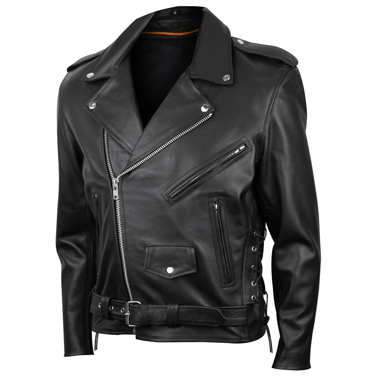 Mens Classic Side Lace Police Style MC Jacket