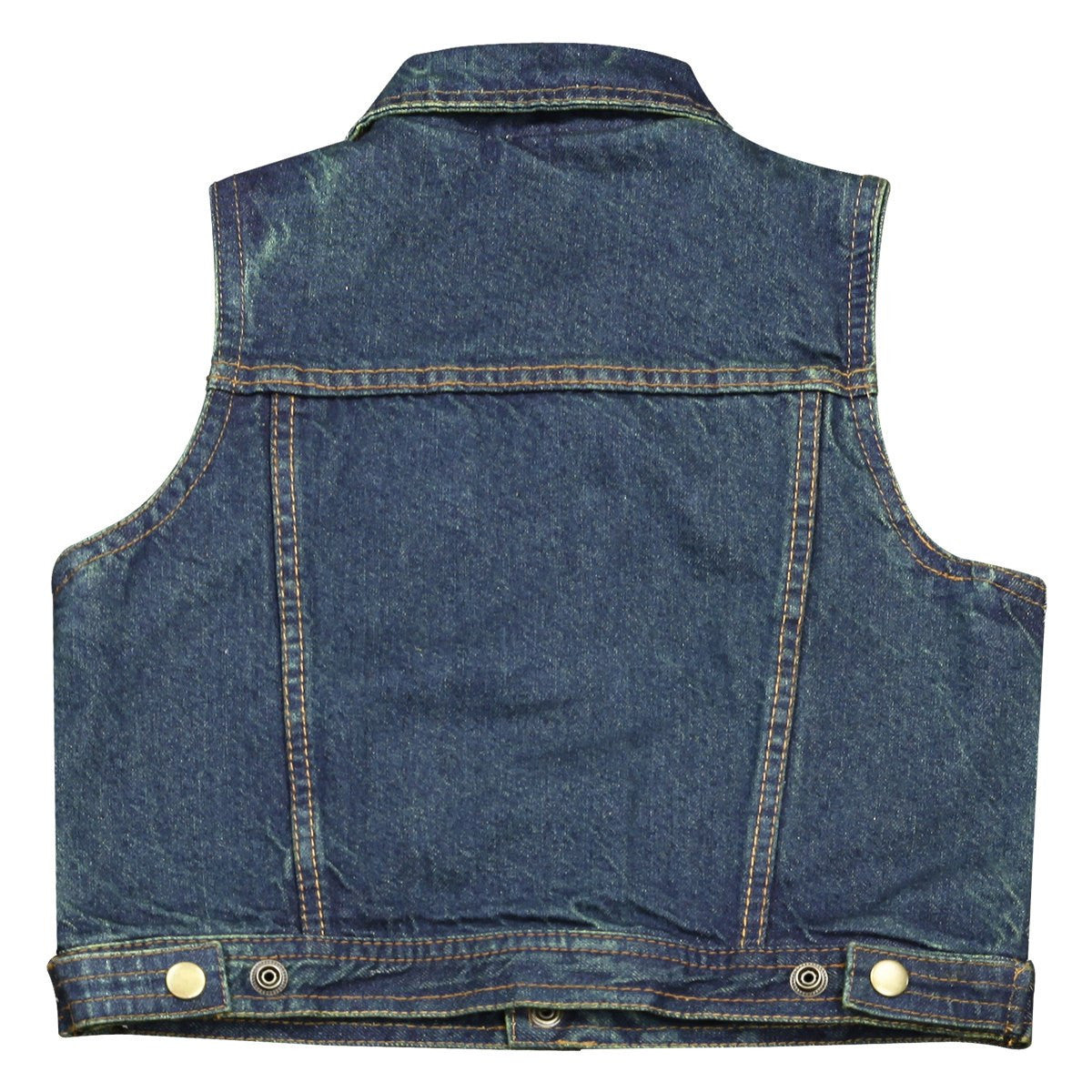 KV743 Kids Childrens Boys Girls Biker Motorcycle Jean Style Black or Blue Denim Vest-Back-View