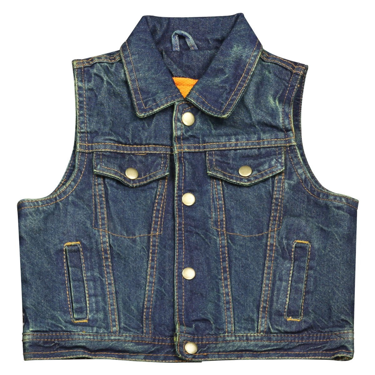 KV743 Kids Childrens Boys Girls Biker Motorcycle Jean Style Black or Blue Denim Vest-Blue