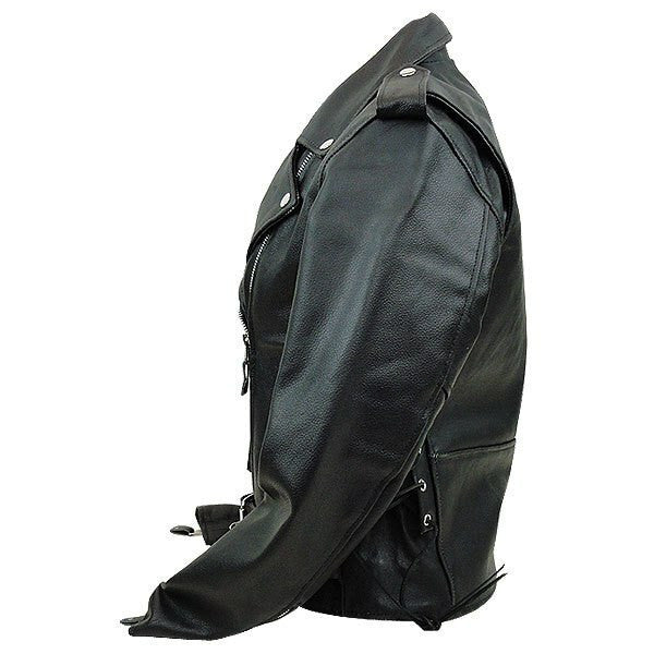 Vance LJ603 Women's Black Classic Leather Lady Biker Motorcycle Jacket - Side View