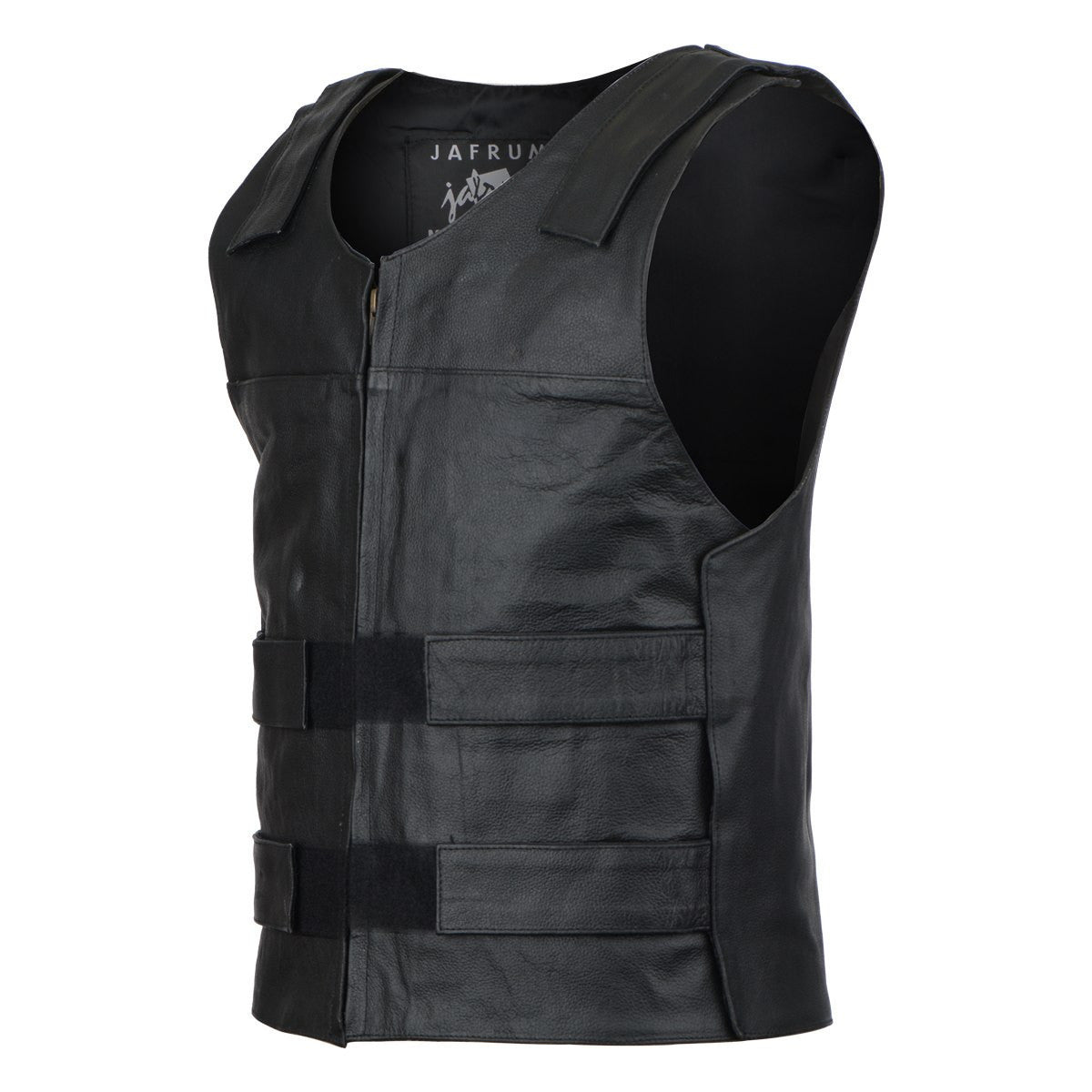 Jafrum MV101 Men's Bulletproof Style Biker Leather Motorcycle Vest