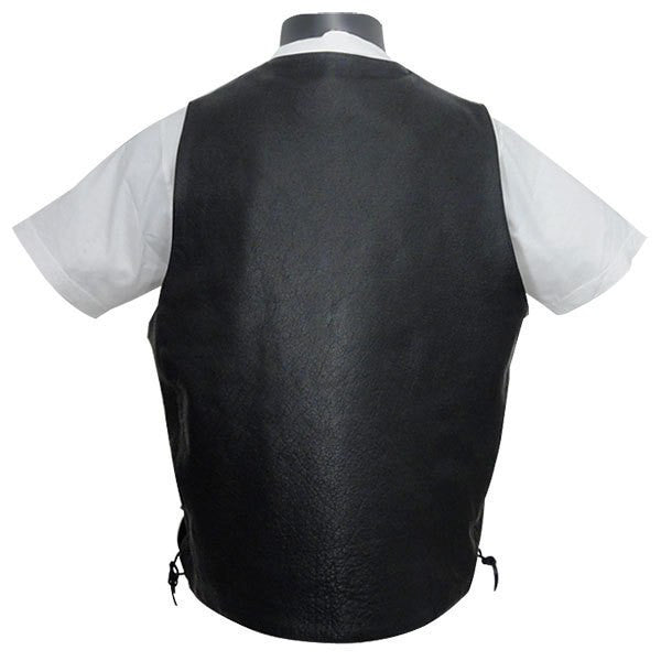 Vance MV103 Tall Size Men's Concealed Carry Lace Side Biker Motorcycle Leather Vest -Back View