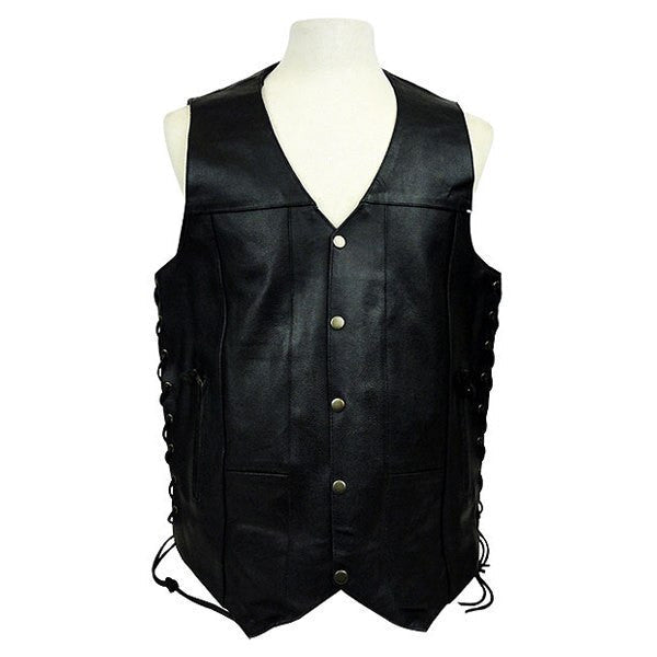 Vance MV106 Tall Size Mens Black Concealed Carry Ten Pocket Leather Vest