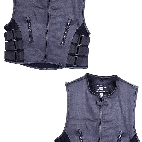 Jafrum MV119 SWAT Team Bulletproof Style Motorcycle Leather Vest-Detail View-1