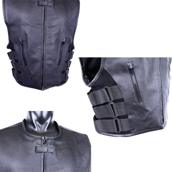 Jafrum MV119 SWAT Team Bulletproof Style Motorcycle Leather Vest-Detail View-2