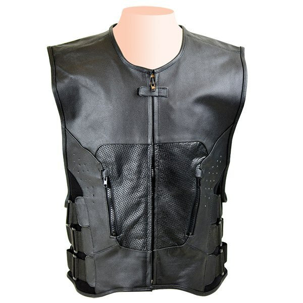 Jafrum MV120 SWAT Team Bulletproof Style Perforated Motorcycle Leather Vest