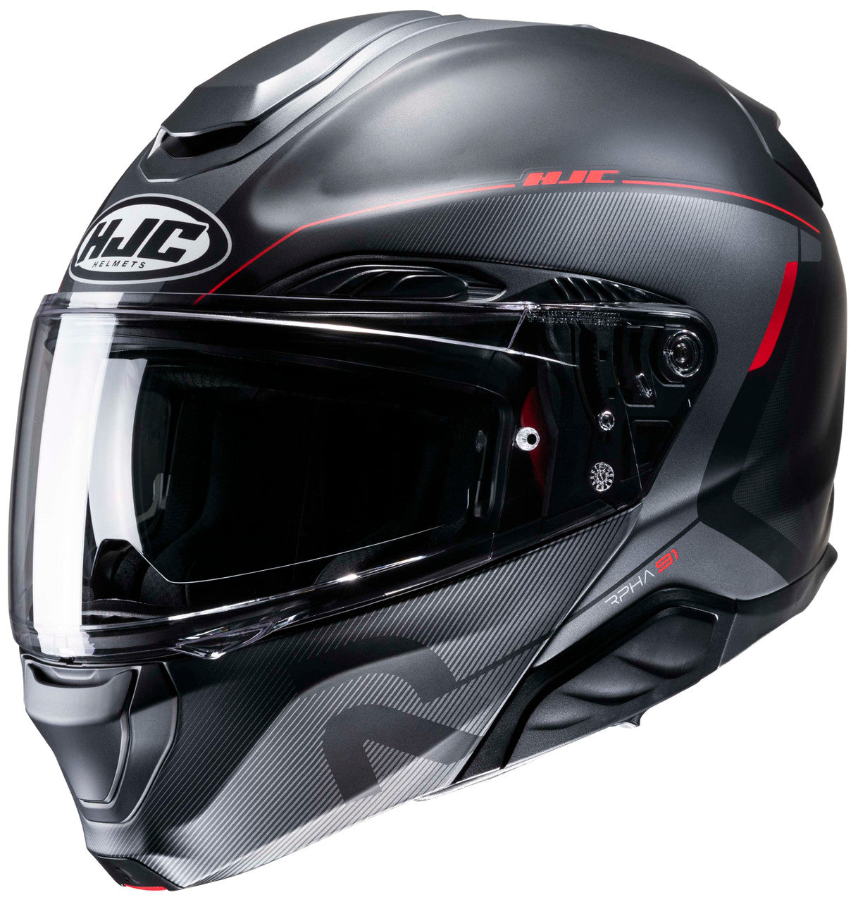 HJC-RPHA-91-COMBUST-Modular-Motorcycle-Helmet-Gray/Red-Main