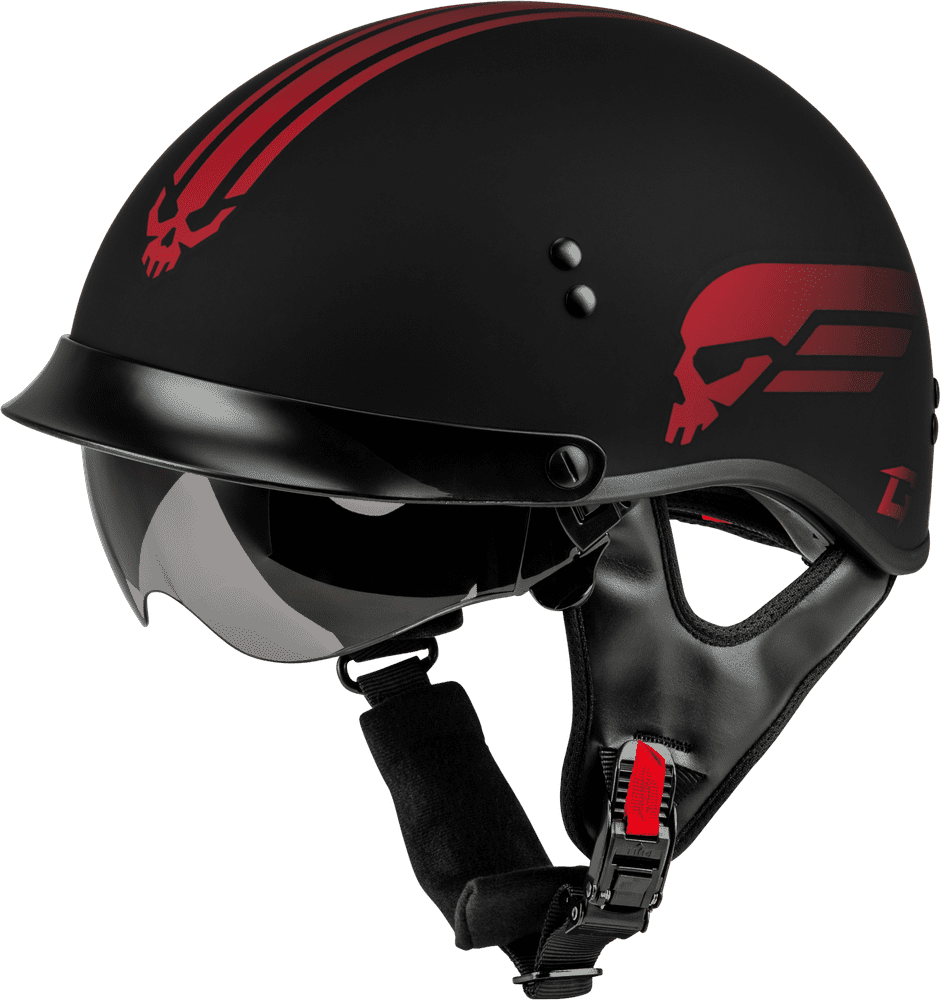 Gmax-HH-65-Retribution-Half-Face-Motorcycle-Helmet-with-Peak-Visor-matte black/red-side-view