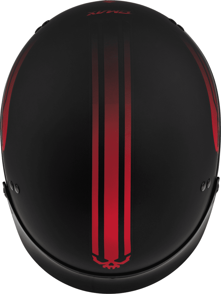 Gmax-HH-65-Retribution-Half-Face-Motorcycle-Helmet-with-Peak-Visor-matte black/red-top-view