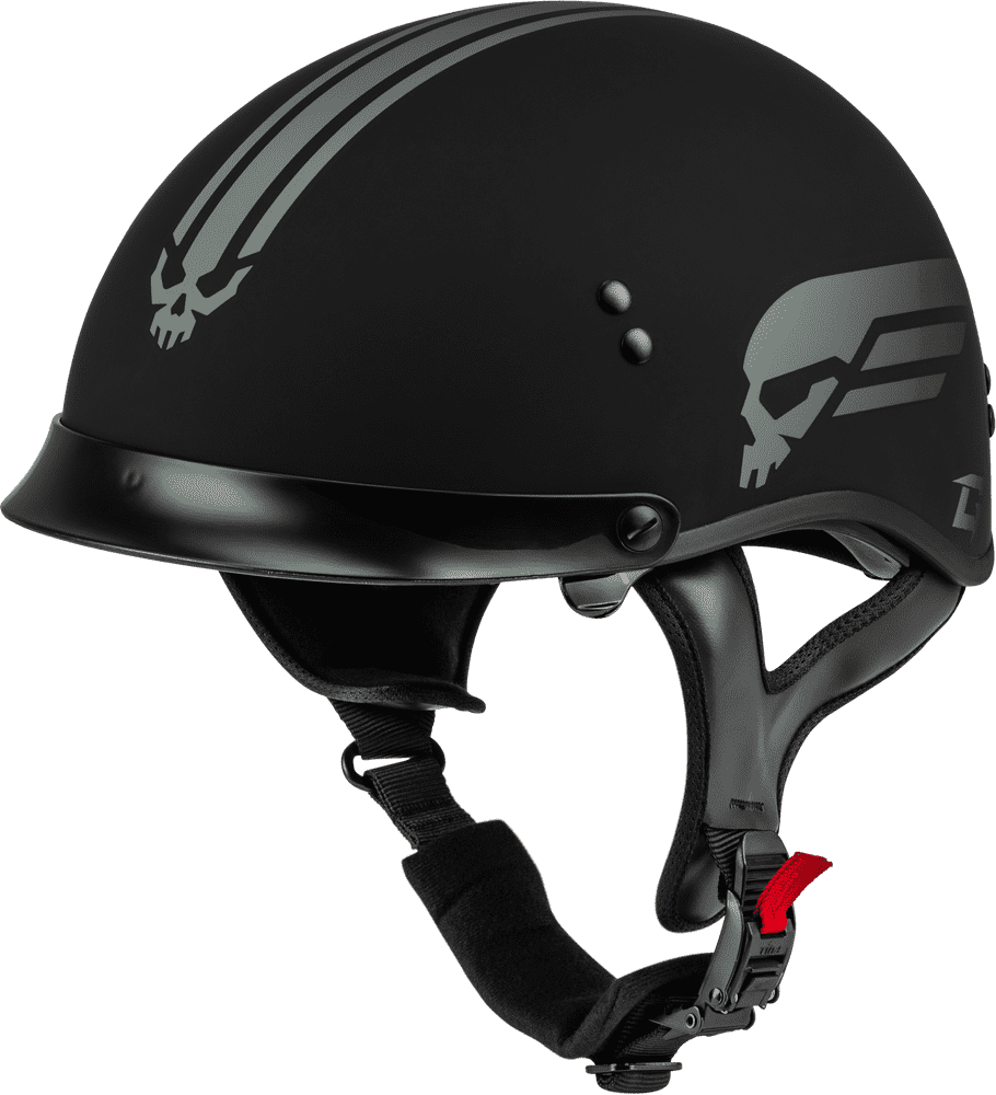 Gmax-HH-65-Retribution-Half-Face-Motorcycle-Helmet-with-Peak-Visor-matte black/silver-main