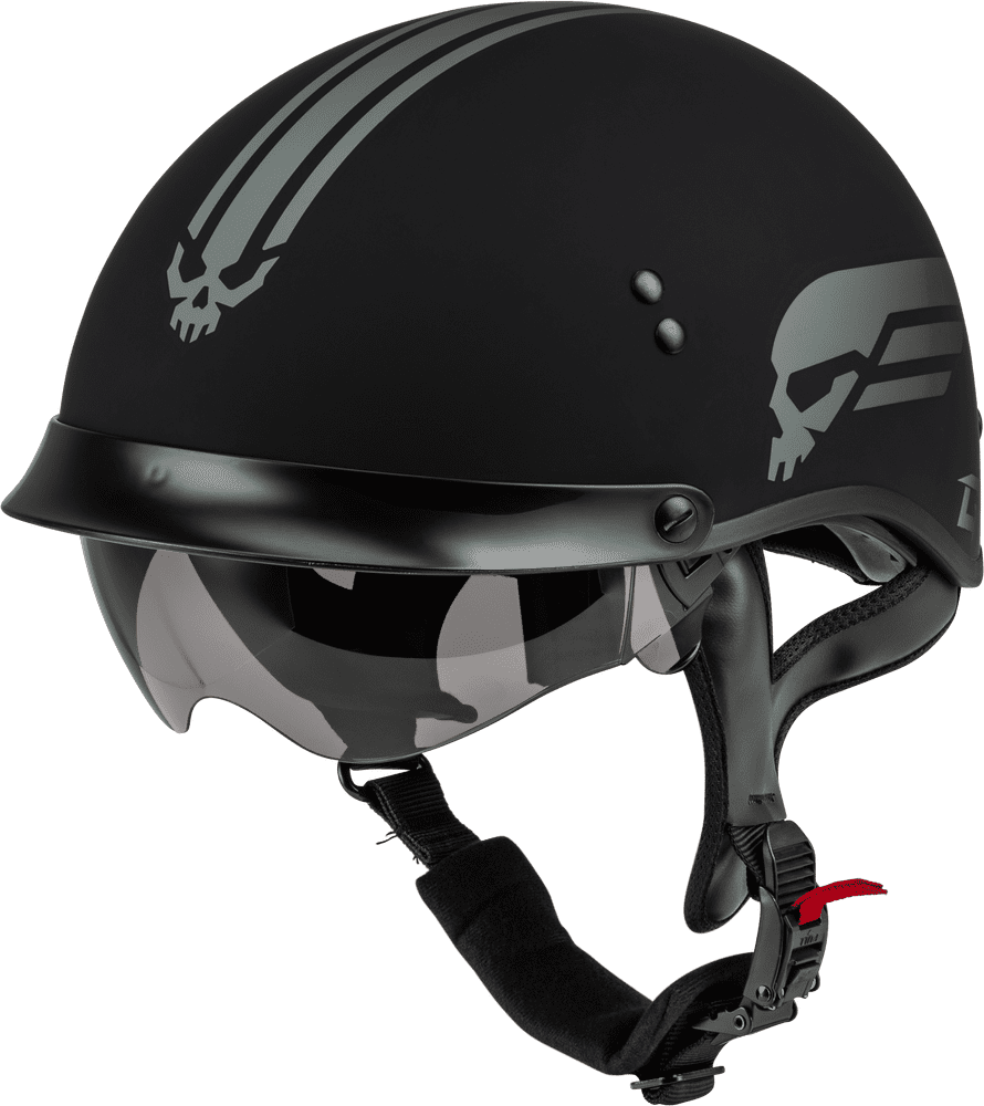 Gmax-HH-65-Retribution-Half-Face-Motorcycle-Helmet-with-Peak-Visor-matte black/silver-side-view