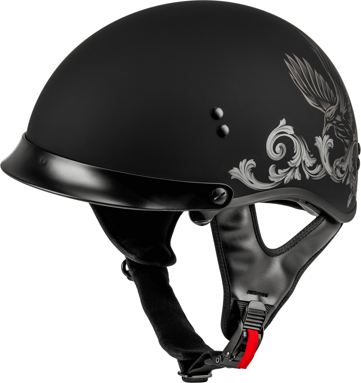 Gmax-HH-65-Corvus-Half-Face-Motorcycle-Helmet-with-Peak-Visor-matte black/tan-main