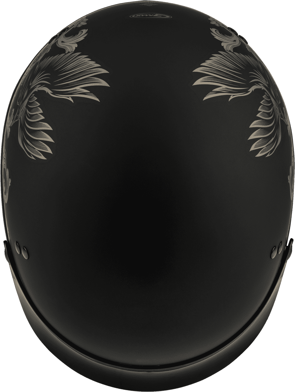 Gmax-HH-65-Corvus-Half-Face-Motorcycle-Helmet-with-Peak-Visor-matte black/tan-top-view