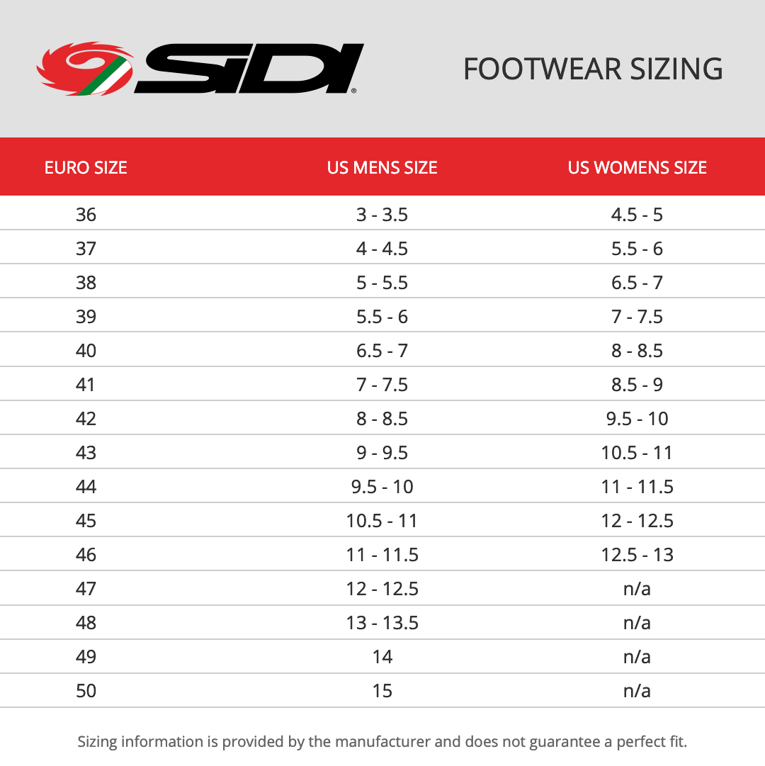 Sidi-footwear-motorcycle-boots-sizechart