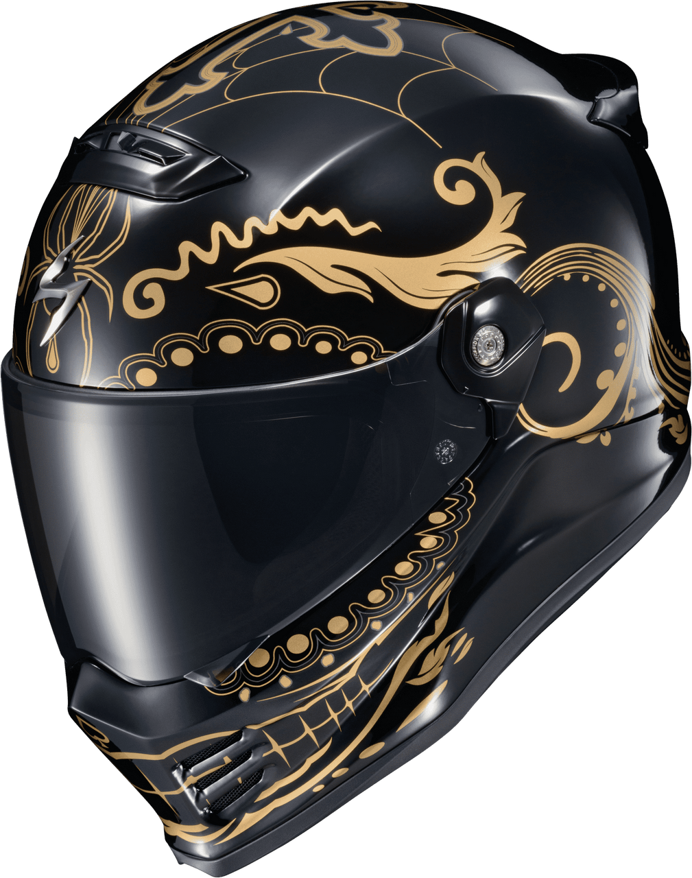 Scorpion-EXO-Covert-FX-EL-Malo-Full-Face-Motorcycle-Helmet-Gold-Gloss-Black-side-view