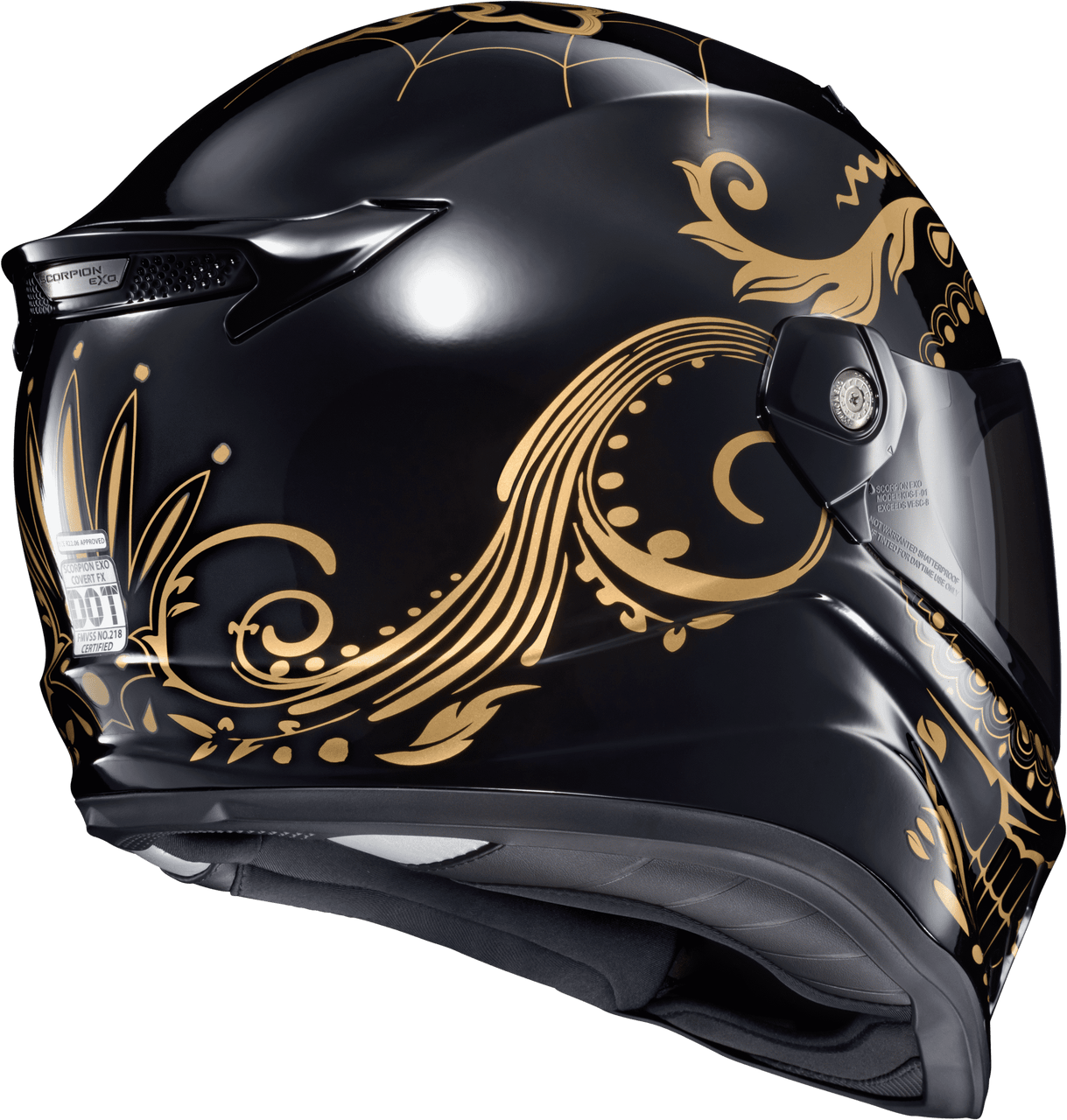 Scorpion-EXO-Covert-FX-EL-Malo-Full-Face-Motorcycle-Helmet-Gold-Gloss-Black-back-side-view