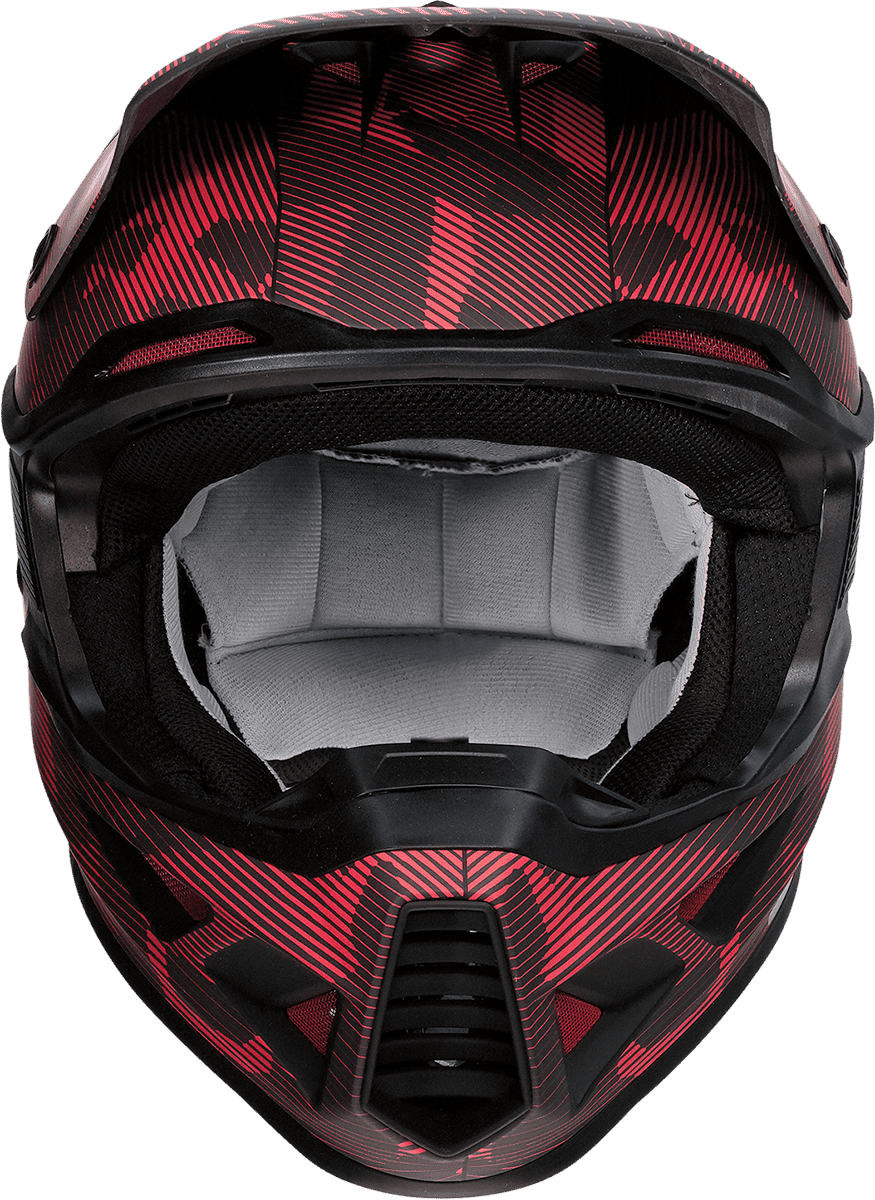 Moose-Racing-F.I.-Agroid-Camo-MIPS-Motorcycle-Helmet-Red-Black-front-view