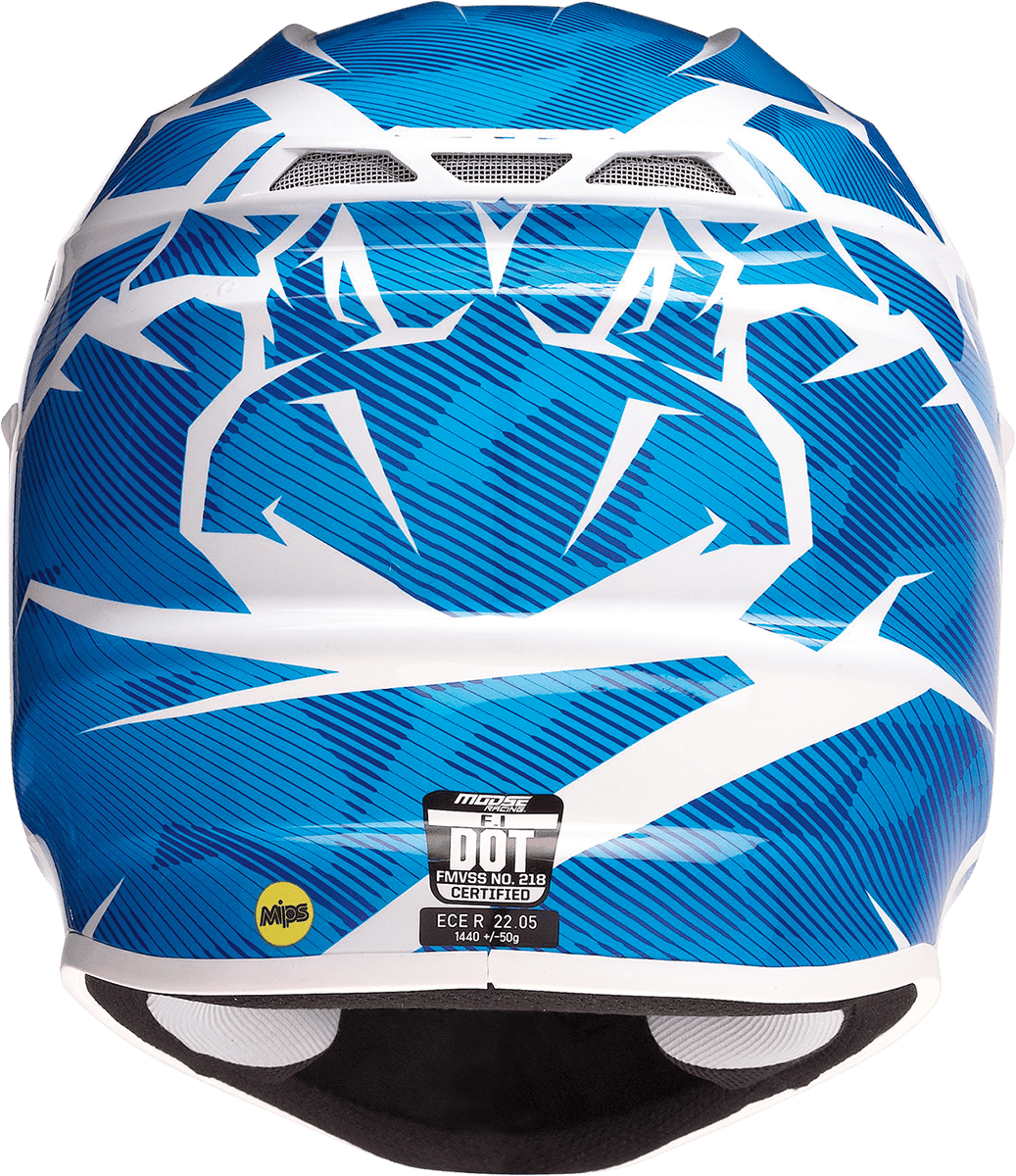 Moose-Racing-F.I.-Agroid-Camo-MIPS-Motorcycle-Helmet-Blue-white-back-view