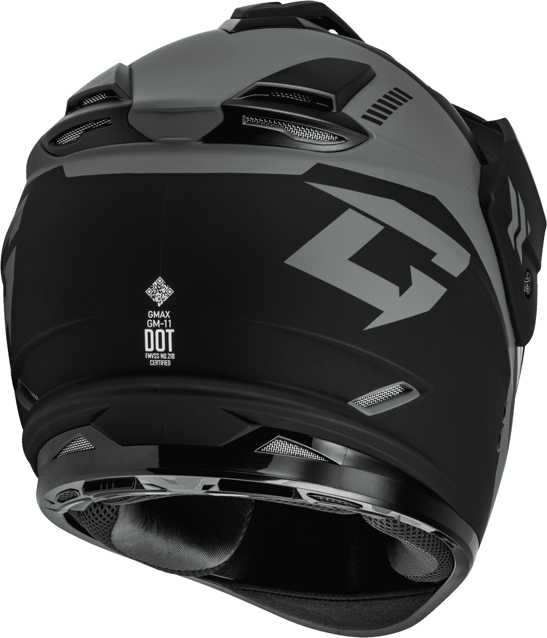 Gmax-GM-11S-Ronin-Snow-Helmet-with-Electric-Shield-Matte Black-Silver-rear-side-view