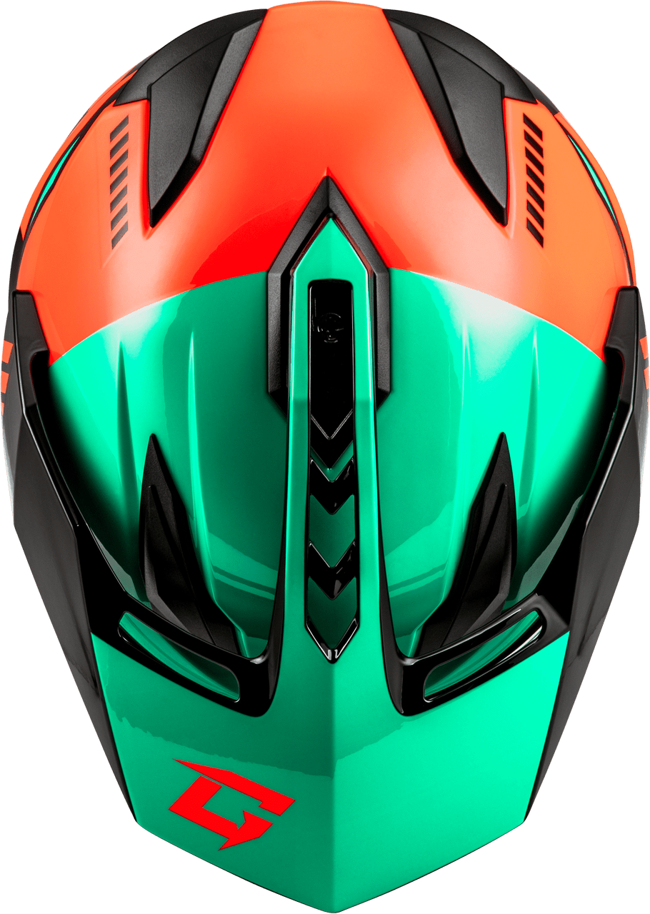 Gmax-GM-11S-Ronin-Snow-Helmet-with-Electric-Shield-Black/Aqua-Coral-top-view