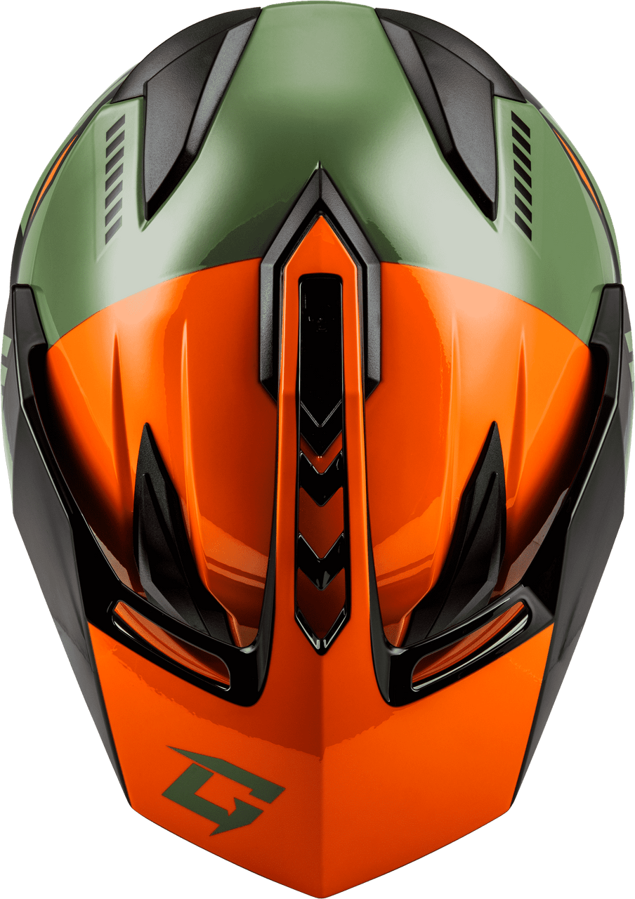 Gmax-GM-11S-Ronin-Snow-Helmet-with-Electric-Shield-Orange-Grey-Black-top-view