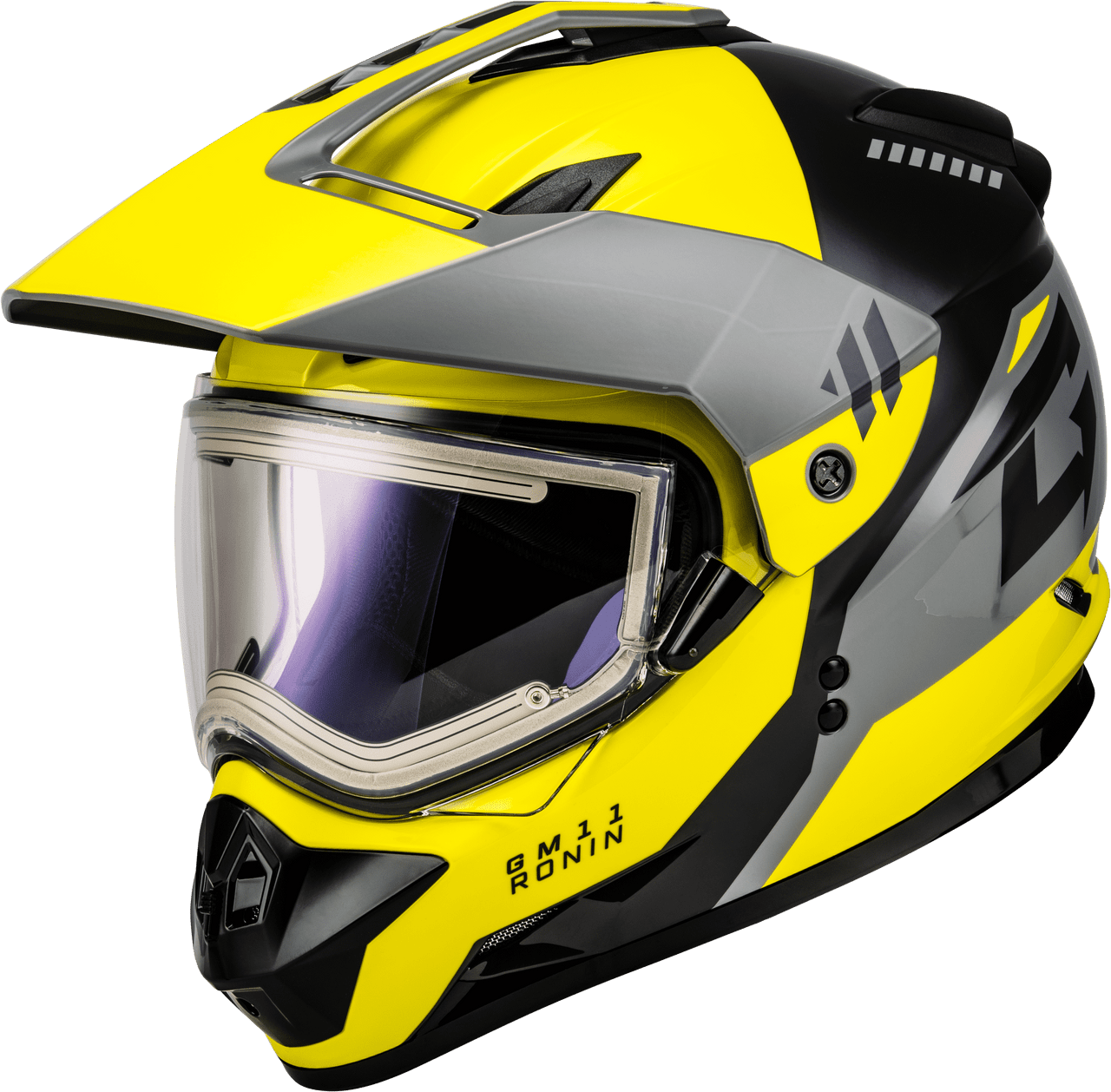 Gmax-GM-11S-Ronin-Snow-Helmet-with-Electric-Shield-Yellow-Grey-Silver-main