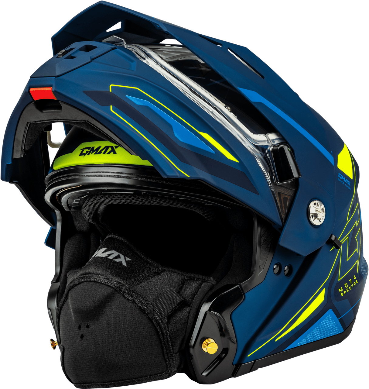 Gmax-MD-74S-Spectre-Snow-Helmet-with-Electric-Shield-Matte-Blue-Green-Front-Visor