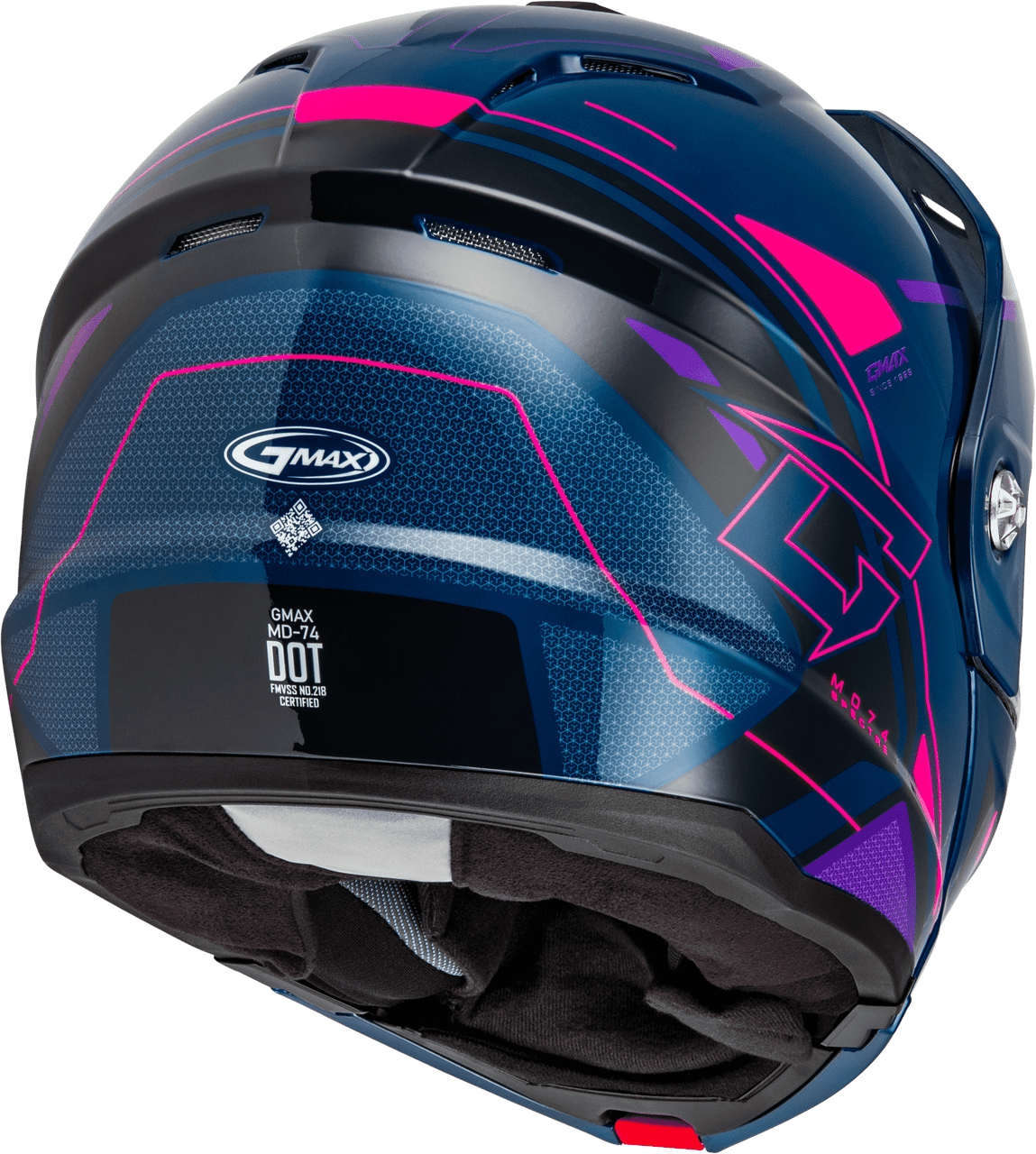 Gmax-MD-74S-Spectre-Snow-Helmet-with-Electric-Shield-Blue-Pink-Purple-back-side-view