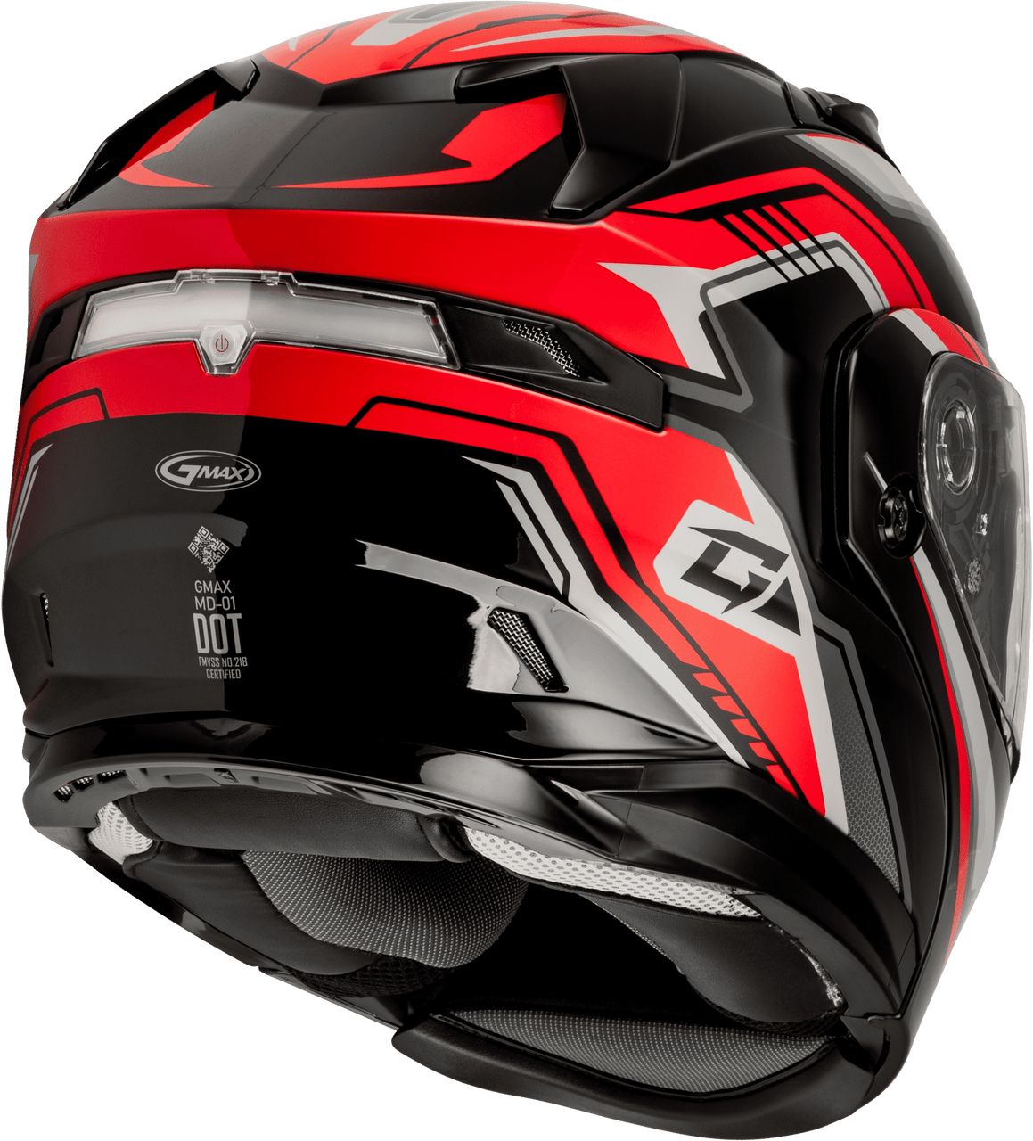 Gmax-MD-01S-Transistor-Snow-Modular-Helmet-with-Electric-Shield-Black-Red-back-side-view