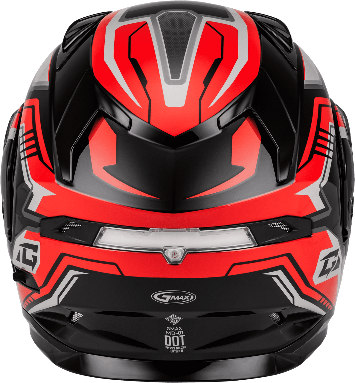 Gmax-MD-01S-Transistor-Snow-Modular-Helmet-with-Electric-Shield-Black-Red-back-view