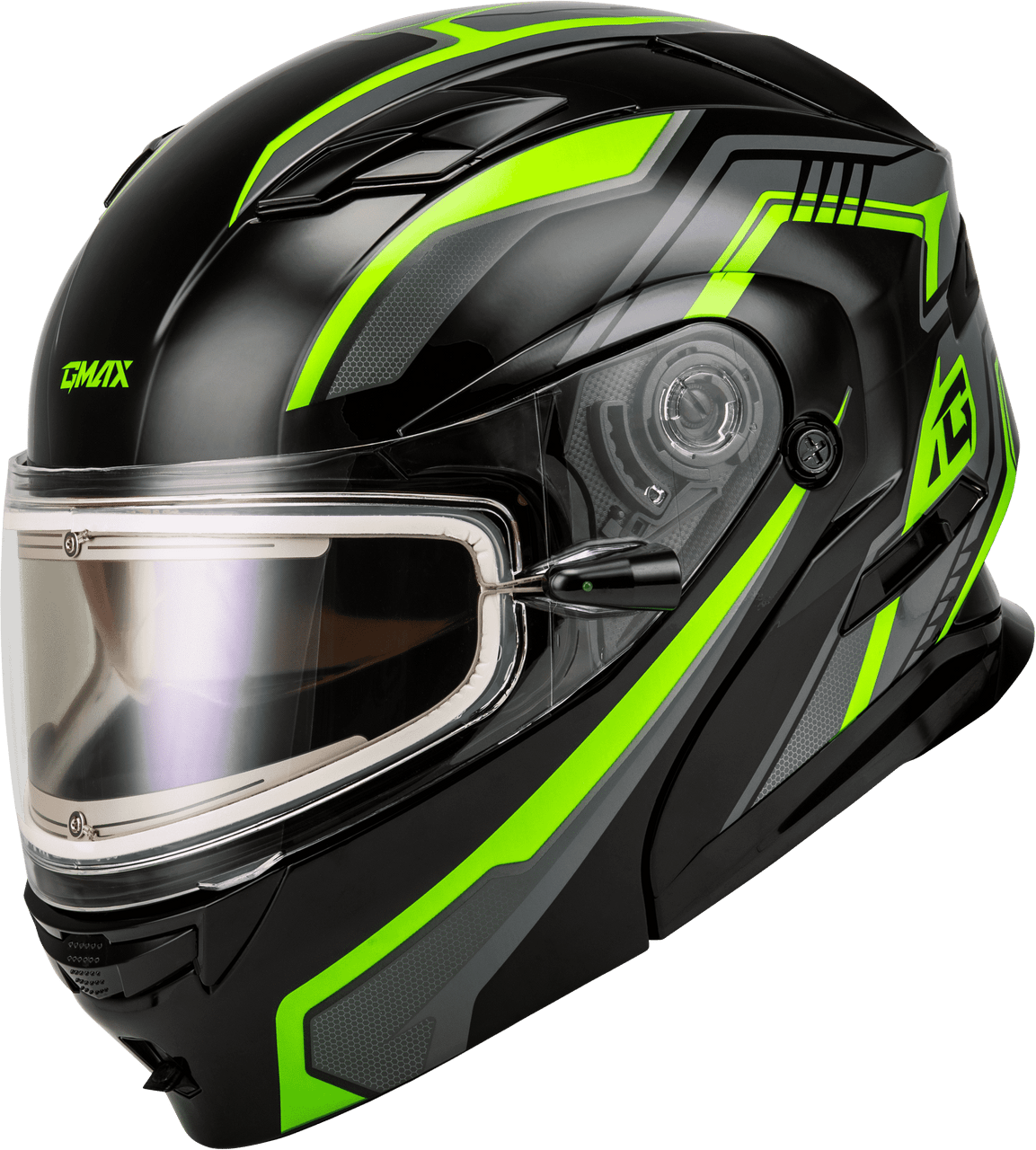 Gmax-MD-01S-Transistor-Snow-Modular-Helmet-with-Electric-Shield-Black-grey-green-main