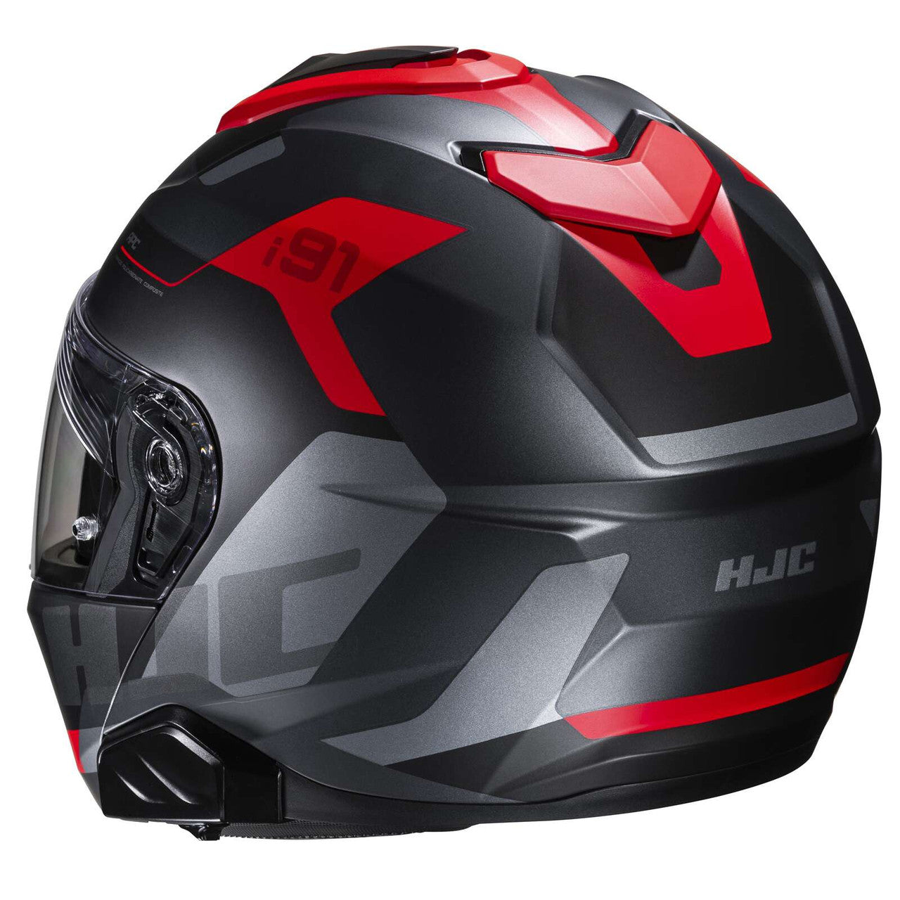 HJC-i91-Carst-Modular-Motorcycle-Helmet-Black-Red-rear-view