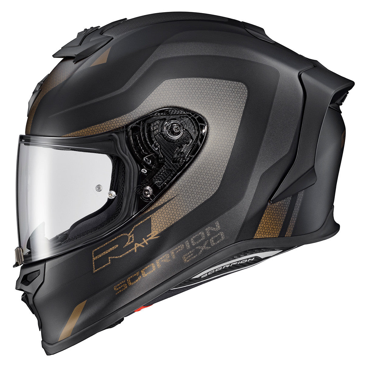 Scorpion-EXO-R1-Air-Hive-Full-Face-Motorcycle-Helmet- Black-Gold-side-view